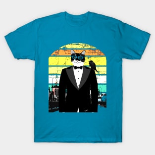 I haz attitude  cute tuxedo cat and crow Cat with glasses  Copyright TeAnne T-Shirt